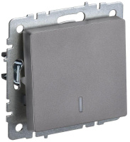 Выключатель 1-кл. СП BRITE ВС10-1-1-БрС 10А с индик. механизм сталь  BR-V10-1-10-K46