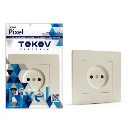 Розетка 1-м СП Pixel 16А IP20 без заземл. в сборе беж.  TKE-PX-R1F-C02