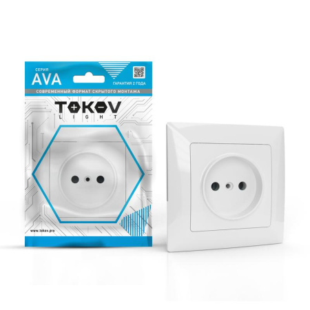 Розетка 1-м СП AVA 16А IP20 без заземл. без защ. шторок в сборе бел.  TKL-AV-R1F-C01