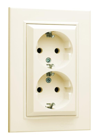 Розетка 2-я с/з СП (Новый дизайн) Karea 16А IP20 крем.  56010057