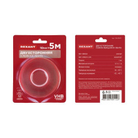 Лента клейкая двухсторонняя прозрачная на VHB акриловой основе 10ммх5м  09-6057