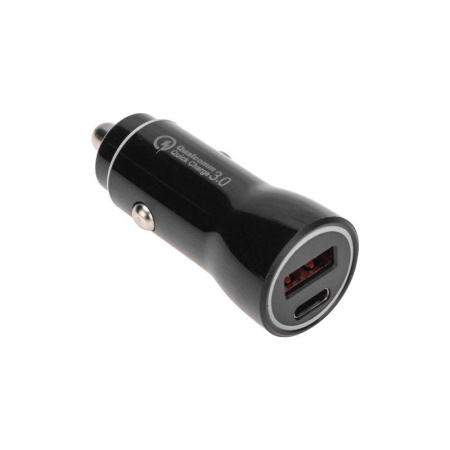 Автозарядка в прикуриватель АЗУ USB-A (QC 3.0)+USB-C (PD) 38Вт черн.  18-1200