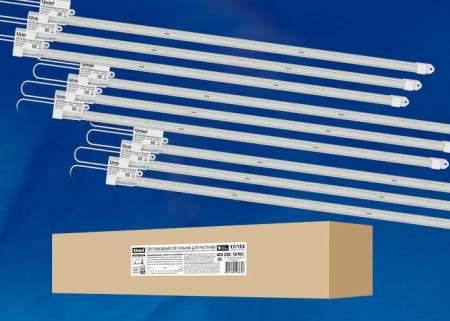 Светильник светодиодный ULY-P90-10W/SPFR/K CLEAR AC220V KIT09 10Вт IP65 600мм накладной линейный для растений спектр для фотосинтеза (уп.9шт)  UL-00003852