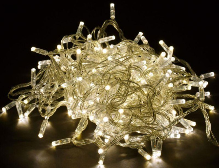 Гирлянда "Нить" 20м 200LED тепл. бел. IP44 провод прозр. 230В с контроллером 8 режимов  LGDU111-1-200-20-T-S-44