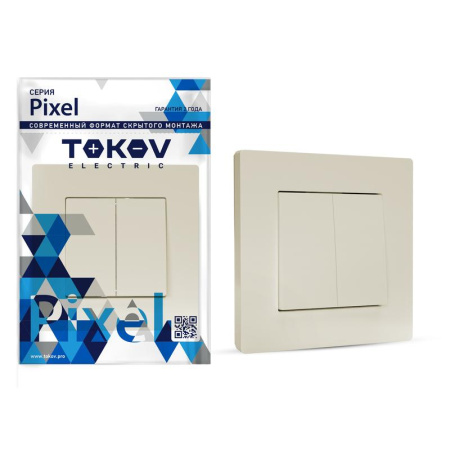 Выключатель 2-кл. СП Pixel 10А IP20 в сборе беж.  TKE-PX-V2F-C02