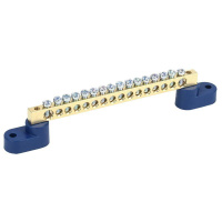 Шина "N" нулевая 6х9мм на двух угловых синих изоляторах 16 групп  11-2330