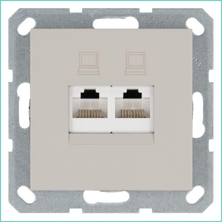 Розетка компьютерная 2-м RJ45 IP20 кат. 6 механизм тауп  G6108T