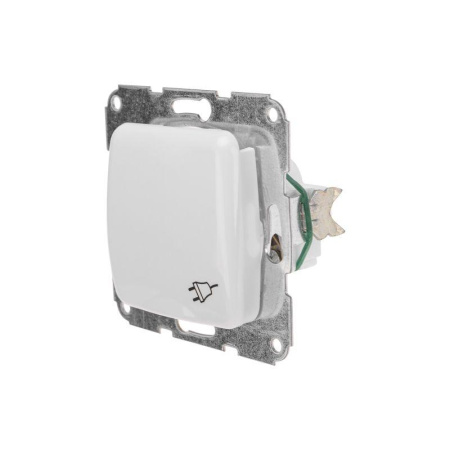 Розетка 1-м СП 16А DEA с заземл. с крышкой механизм бел.  KR-78-0213