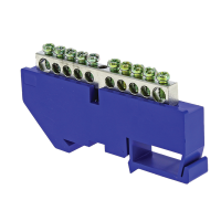 Шина нулевая N 6х9 10 отверст. цинк син. изолятор на DIN-рейку PROxima  sn1-63-10-d