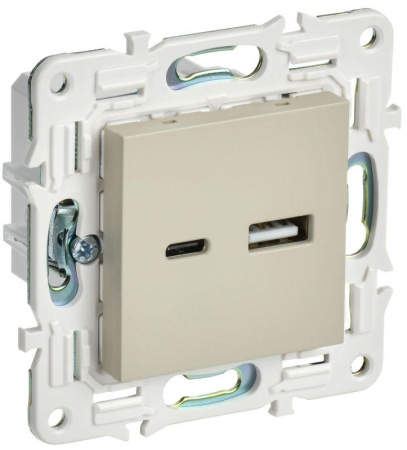 Розетка USB A+C 18Вт SKANDY SK-R13B беж.  SK-U22-018-K10