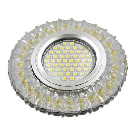 Светильник DLS-L138 GU5.3 GLASSY/GOLD GU5.3 встраив. доп. светодиод. подсветка 3Вт без лампы стекло  UL-00003869