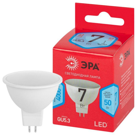 Лампа светодиодная RED LINE LED MR16-7W-840-GU5.3 R 7Вт MR16 софит 4000К нейтр. бел. GU5.3  Б0050690