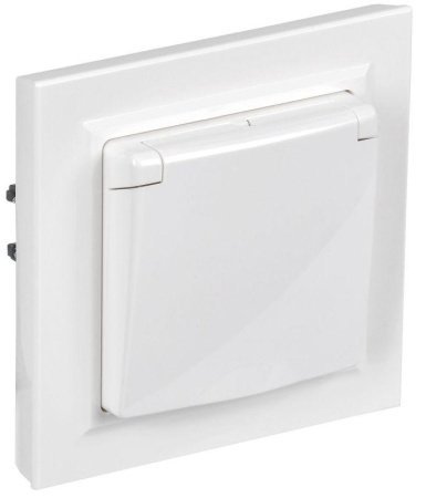 Розетка с крышкой Brite 16А IP44 РСбш10-3-44-БрБ механизм бел. в сб.  BR-R16-16-44-K01-F-PRO