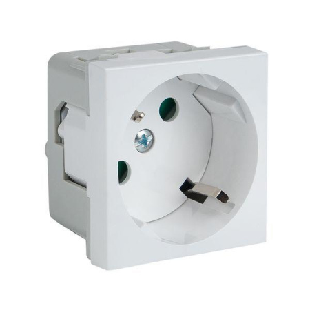 Розетка 45х45 PRO 45град. с заземл. белая  E6MR16-028-10-45