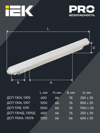 Светильник ДСП 1306 36Вт 4000К IP65 1200мм сер. пластик  LDSP0-1306-36-4500-K01