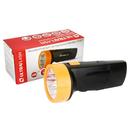 Фонарь аккумуляторный LED3827 5LED аккум. SLA 220В пластик. черн./желт. (кор.)  11241