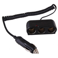 Разветвитель автоприкуривателя 3 гнезда шнур спираль 1.5м  16-0224