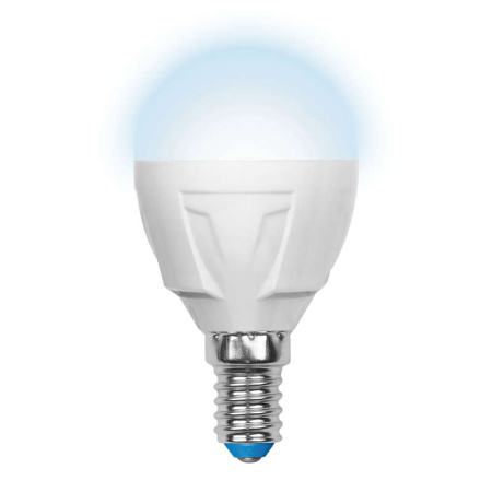 Лампа светодиодная LED-G45 7W/NW/E14 /FR PLP01WH Яркая 7Вт шар матовая 4000К нейтр. бел. E14 (упак. картон)  UL-00002417