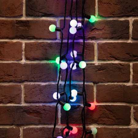 Гирлянда светодиодная "Мультишарики" 10м d23мм 80LED RGB 4Вт IP65 230В быстрая смена цвета провод ПВХ черн. (нужен блок 303-5000)  303-519