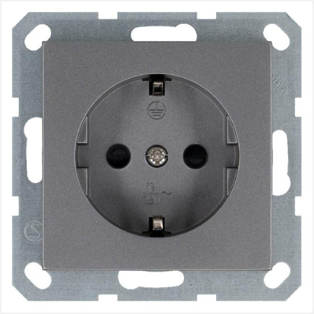 Розетка 1-м Shuko 16А IP20 с заземл. защ. шторки механизм алюм.  G5501S