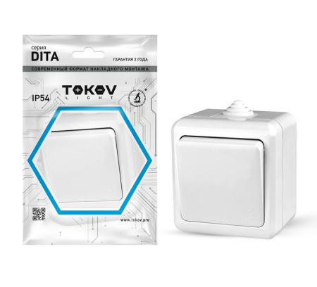 Выключатель 1-кл. ОП Dita IP54 10А 250В бел.  TKL-DT-V1-C01-IP54
