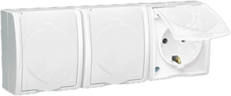 Розетка 3-м ОП 15 16А IP54 250В с заземл. с крышкой винт. клеммы бел.  1594437-030