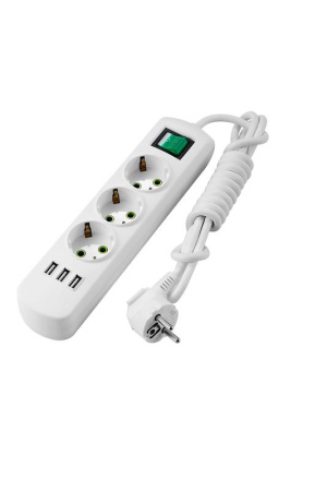 Удлинитель 3х2м с заземл. Letitia USB с выкл.  721-0302-302U