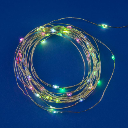Гирлянда LED на батарейках ULD-S0500-050/DTB/3AA/RC RGB IP20 DEW 3AA (не в/к) 5м 50 диодов RGB свет пульт ДУ (в/к)  UL-00007248