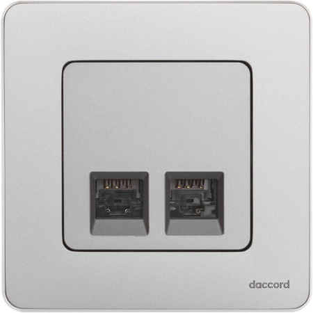 Розетка компьютерная 2-м Inspiria RJ45 кат.5E UTP сл. алюм. Leg 673837