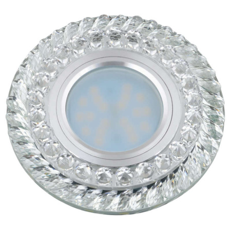 Светильник декоративный Luciole DLS-L132 GU5.3 CHROME/CLEAR GU5.3 встраив. доп. светодиод. подсветка 3Вт без лампы основание метал. хром отделка стекло бел.  UL-00002716
