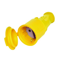 Разъем штепсельный 16А IP44 250В (еврослот) с заземл. каучук желт.  3088