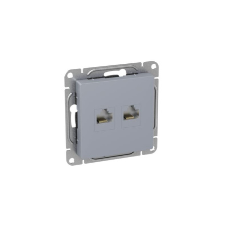 Розетка компьютерная 2-м СП Эпика RJ45 кат.5 механизм алюм.  UP1-SOA-2RJ45-5