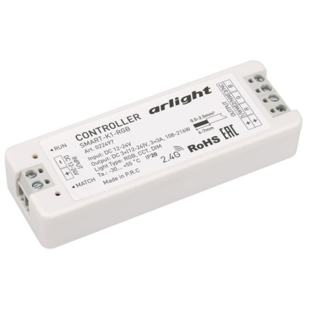 Контроллер SMART-K1-RGB (12-24В 3х3А 2.4G) (IP20 пластик 5 лет)  022497