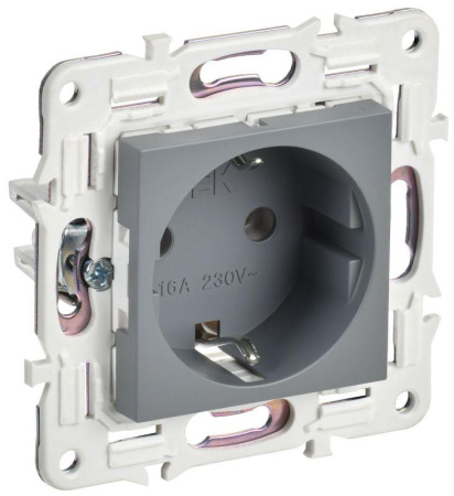 Розетка SKANDY 16А с заземл. без защ. шторок SK-R05Gr сер.  SK-R11-16-K03