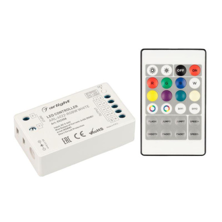Контроллер ARL-4022-RGBW White 5-24В 4х4А ПДУ 24 кнопки RF IP20 пластик  032358