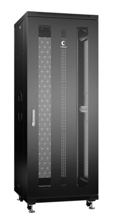 Шкаф монтажный телекоммуникационный напольный ND-05C-32U60/60-BK 19дюйм для распред. и серверн. оборудования 32U 600х600х1610мм передн. и задн. перфорир. двери ручка с замком черн. (RAL 9004)  8551c