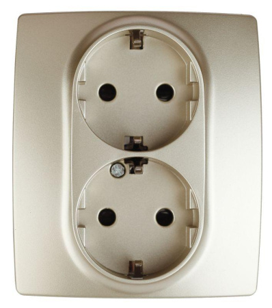 Розетка 2-м СП 12 12-2104-04 16А IP20 16AX 250В 2х2P+E Schuko защ. шторки шампань  Б0014702