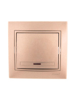 Выключатель 1-кл. СП Mira 10А IP20 с подсветкой со вставкой свет. корич. перламутр.  701-3131-111