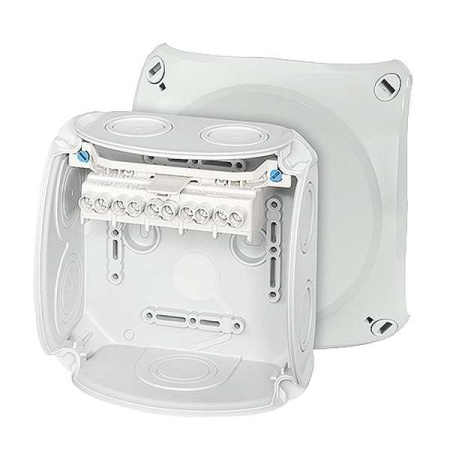 Коробка распределительная 130х130х77мм PP IP66 DK 0606 G клеммы 2.5-10кв.мм 7+1 мемб. вводов 5п сер.  62000007