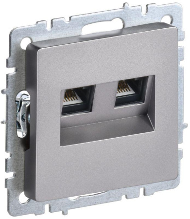 Розетка компьютерная двойн. СП RJ45 кат.6 BRITE РК11-2-БрС механизм сталь  BR-K20-2-K46