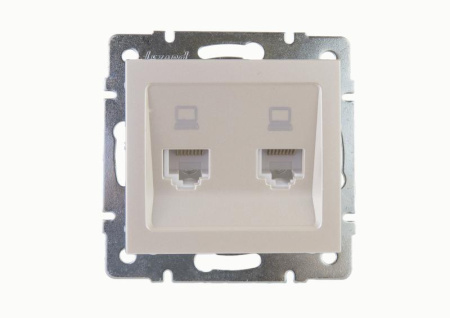Розетка компьютерная 2-м Rain RJ45 механизм жемчуж./бел. перламутр.  703-3088-141