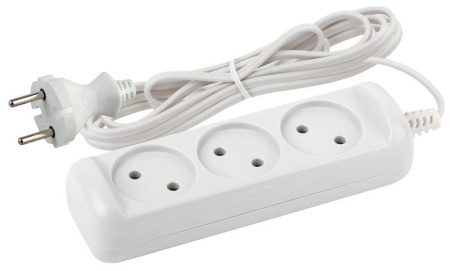 Удлинитель 3х5м без заземл. 6А IP20 UX-3-5m 1.3кВт ШВВП 2х0.75  Б0035749