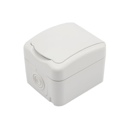 Розетка 1-м ОП Mini OG с заземл. керамика IP54 бел.  KR-78-0605