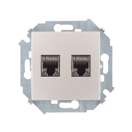 Розетка компьютерная 2-м  15 RJ45 кат.6A AMP FTP механизм шампань  1591564-034