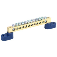 Шина "N" нулевая 8х12мм на двух угловых синих изоляторах 12 групп  11-2335