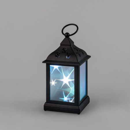 Фонарь декоративный 11х11х22.5см RGB эффект мерцания корпус черн.  513-064