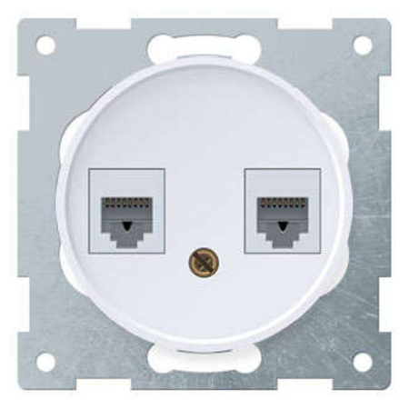Розетка компьютерная + телефонная 2-м СП Florence RJ45 + RJ11 кат.5E механизм бел. (1E20801300)  2172771
