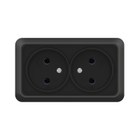 Розетка 2-м ОП Олимп 16А IP20 без заземл. черн.  2215