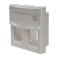 Панель лицевая 2 порта 45х45 Keystone шторки откидное маркировочное окно  10-0302