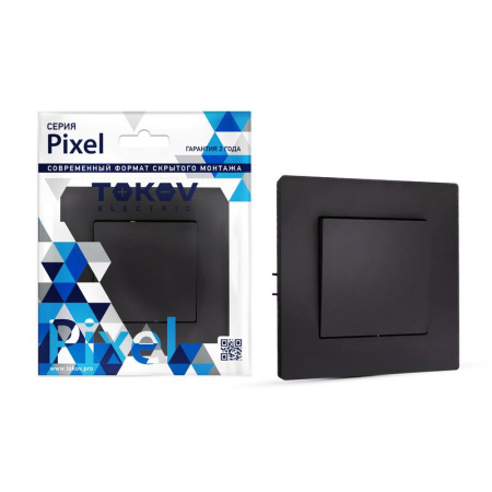 Выключатель 1-кл. СП Pixel 10А IP20 в сборе карбон  TKE-PX-V1F-C14